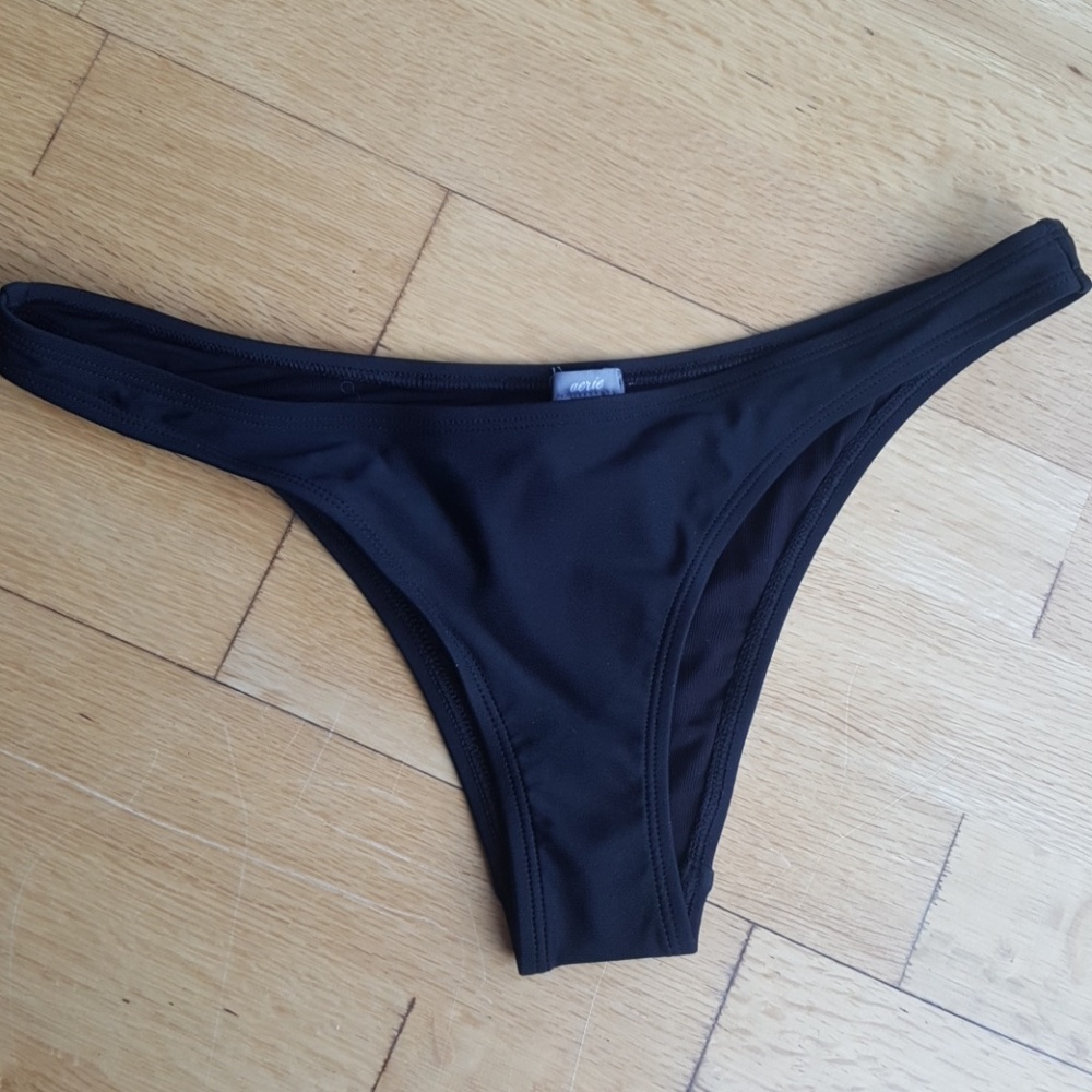 NWT Aerie Black High Leg Cheeky Bikini Bottom